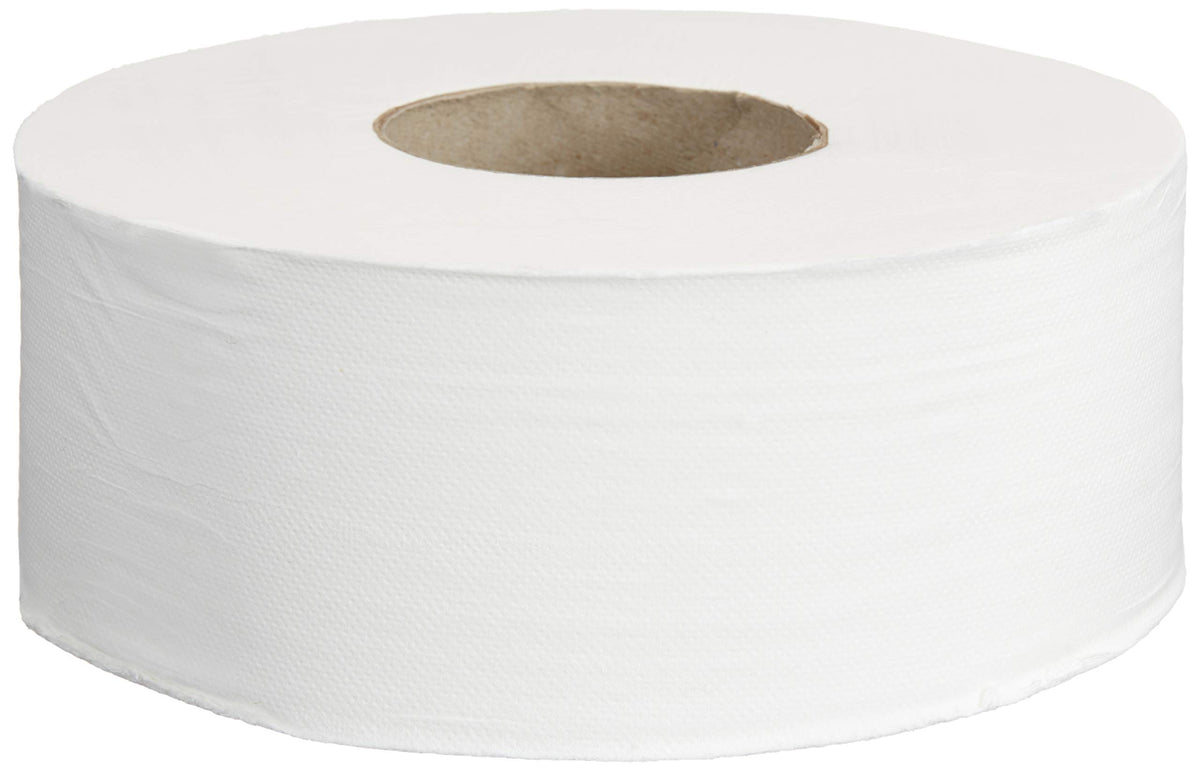 AmazonCommercial envase frontal mostrando pack de 12 rollos para reposición prolongada
