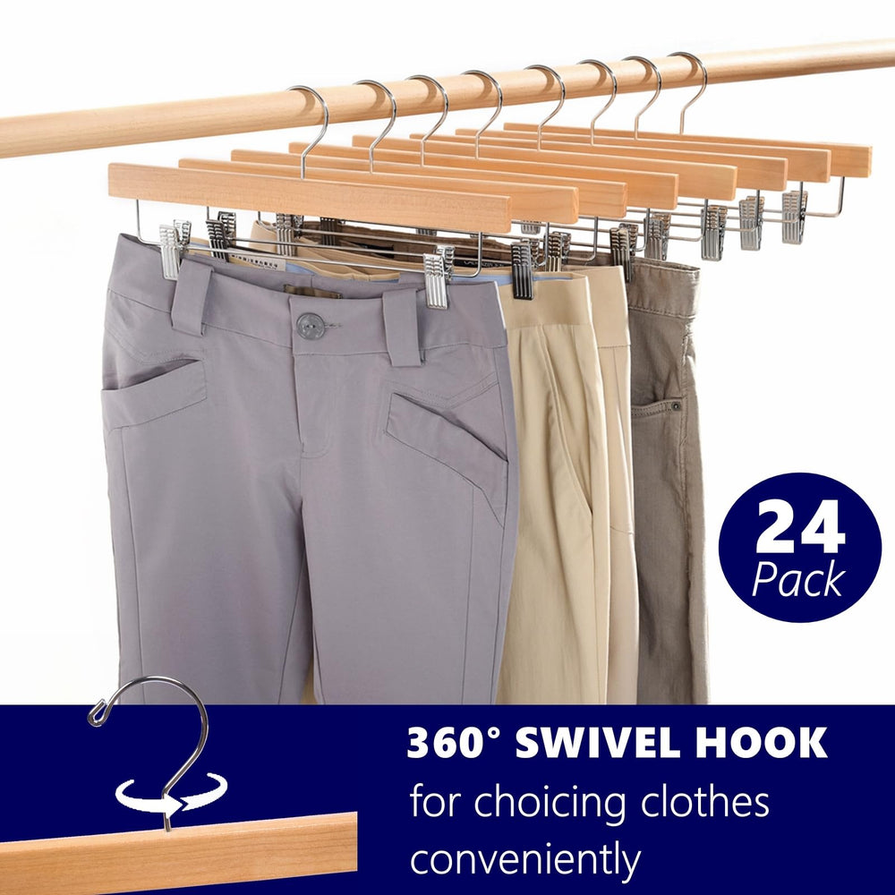 Amber Home perchas en uso con pantalones colgados mostrando firmeza y orden