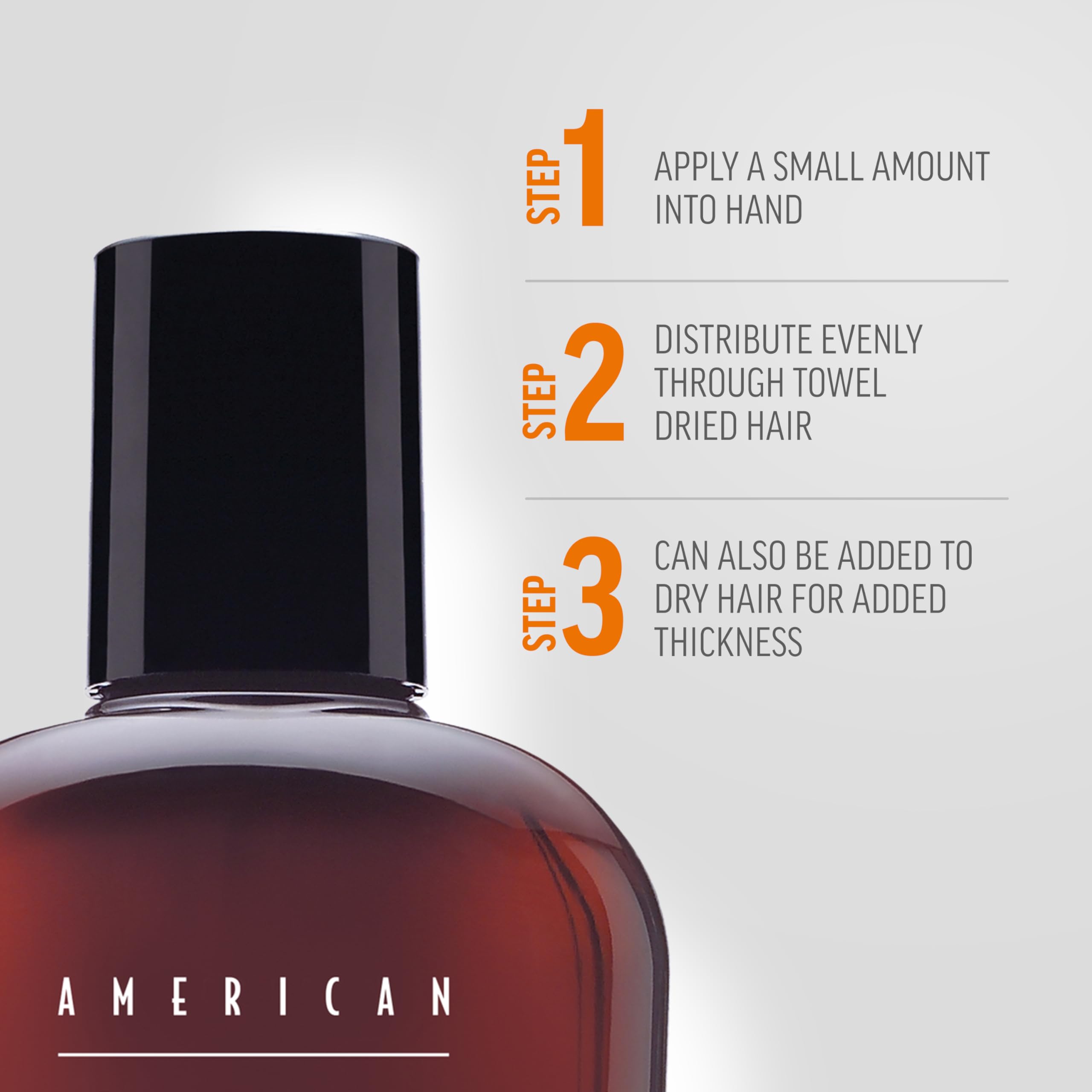 AMERICAN CREW etiqueta con ingredientes clave y beneficios