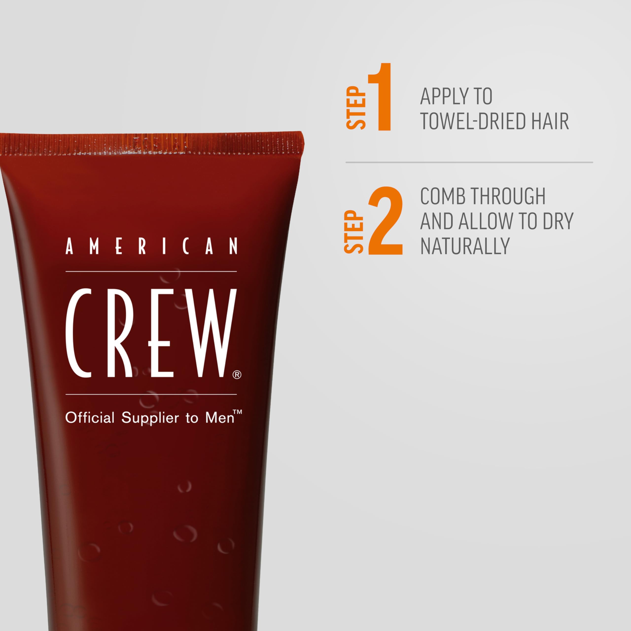 American Crew gel etiqueta y lista de ingredientes que destaca beneficios