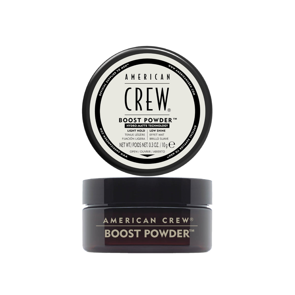 AMERICAN CREW frasco frontal mostrando polvo para volumen y acabado mate