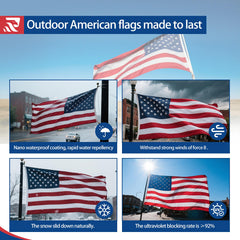 American Flag Made in USA ojales de latón sólido, sujeción segura