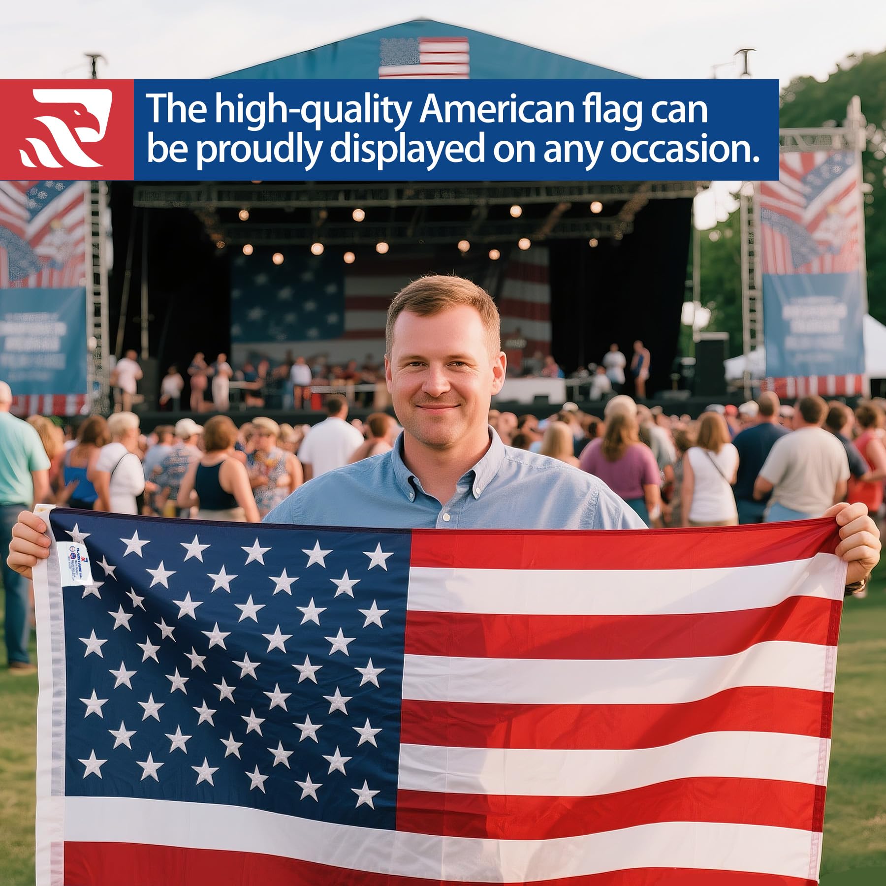 American Flag Made in USA trama de nylon resistente, repelente al agua