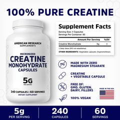 American Research Supplements bote abierto con cápsulas listas para tomar rápidamente