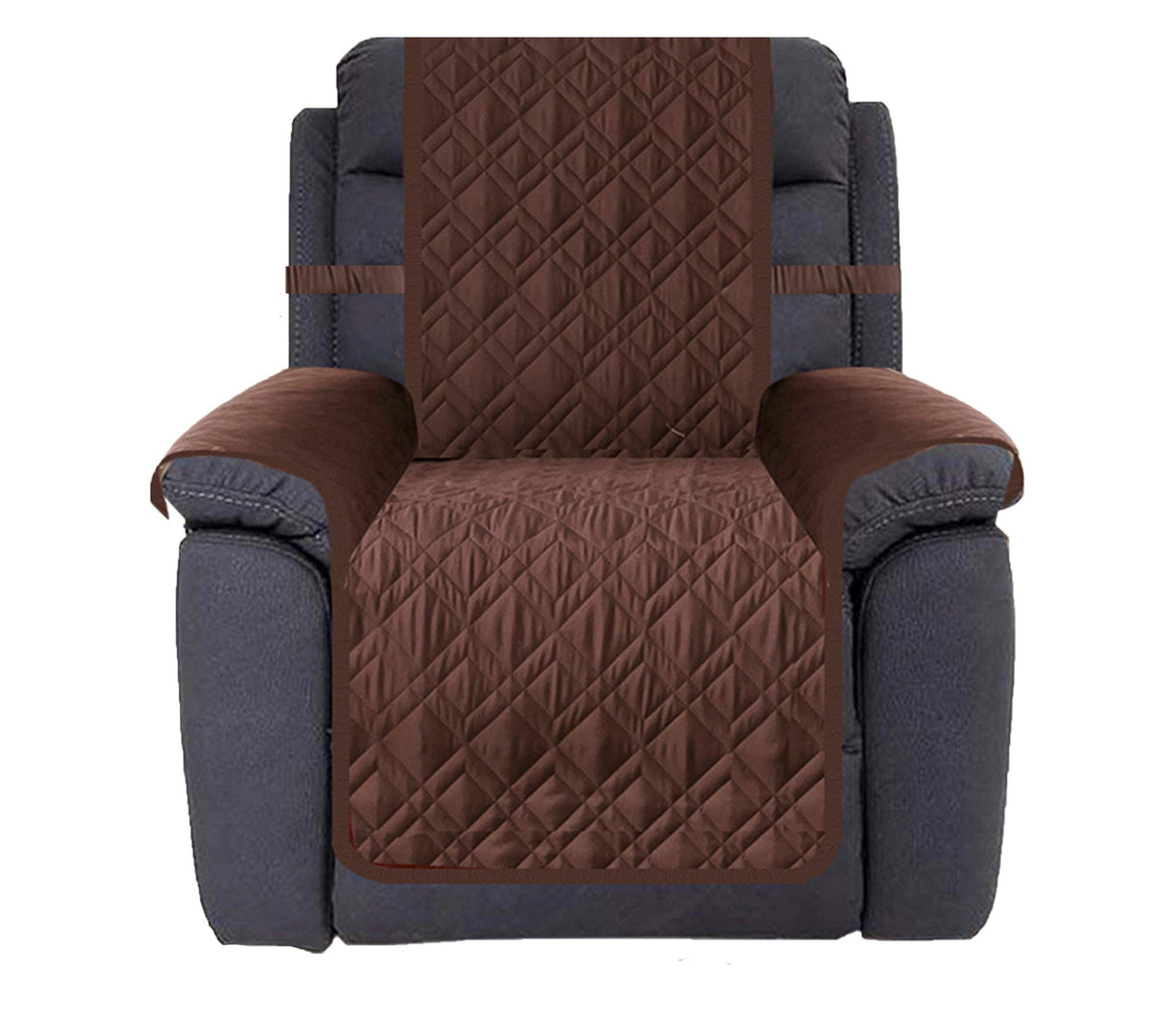 Ameritex vista frontal de la funda reclinable mostrando ajuste y color chocolate