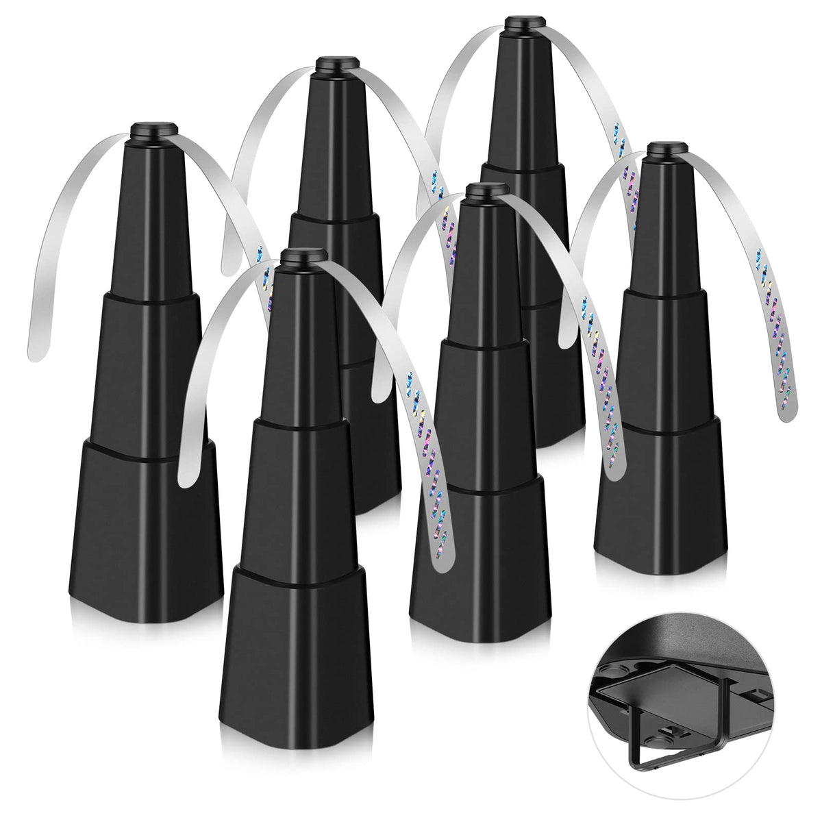 AMIAEDU front pack of six black fly fans showing compact benefit