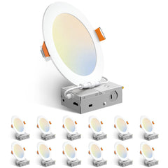 Amico vista frontal del paquete blanco mostrando el set de 12 y ahorro energético