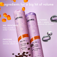 Aplicación del champú Amika Big Hit en cabello mojado, facilita volumen y manejabilidad