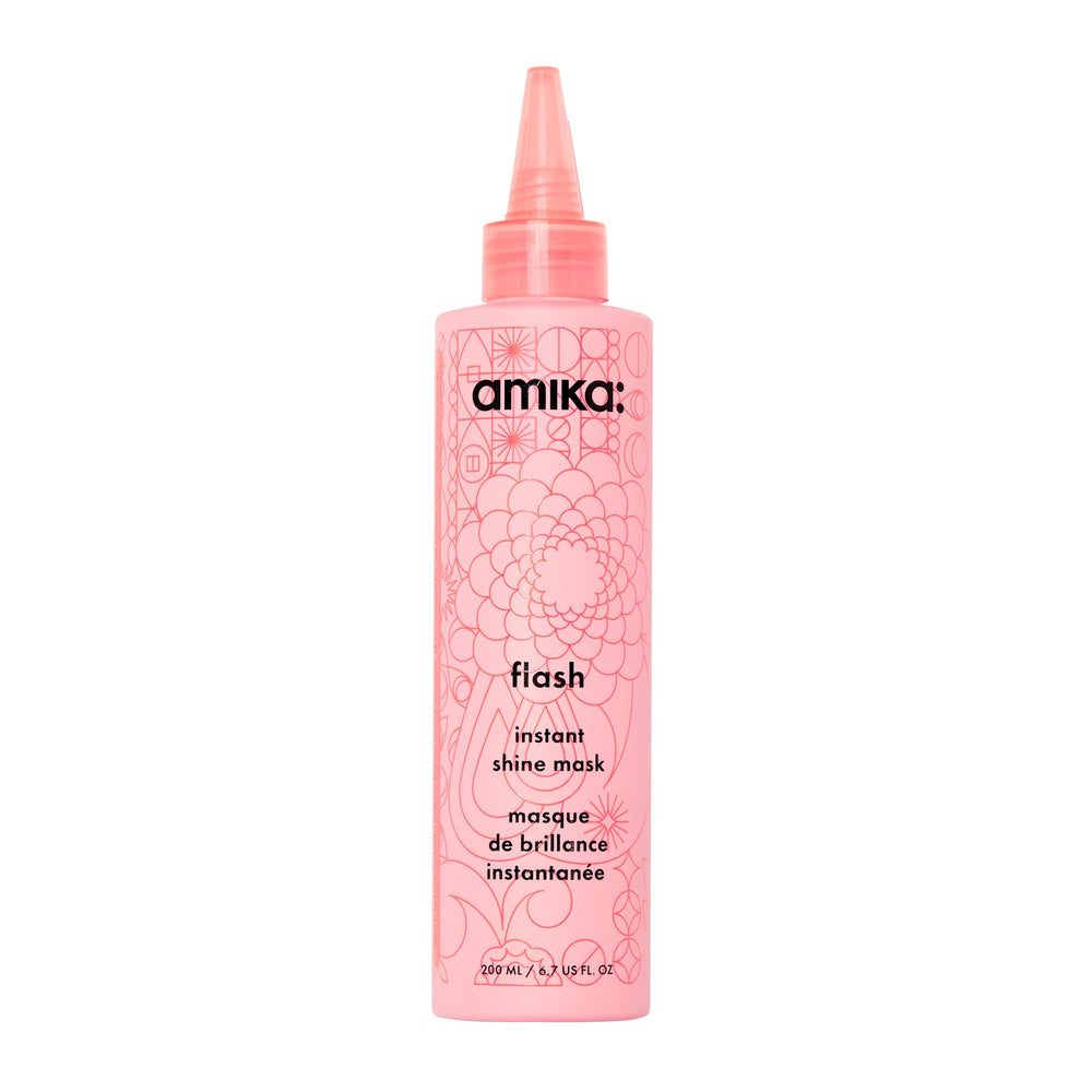 Amika frontal del envase mostrando el diseño y beneficio de brillo instantáneo