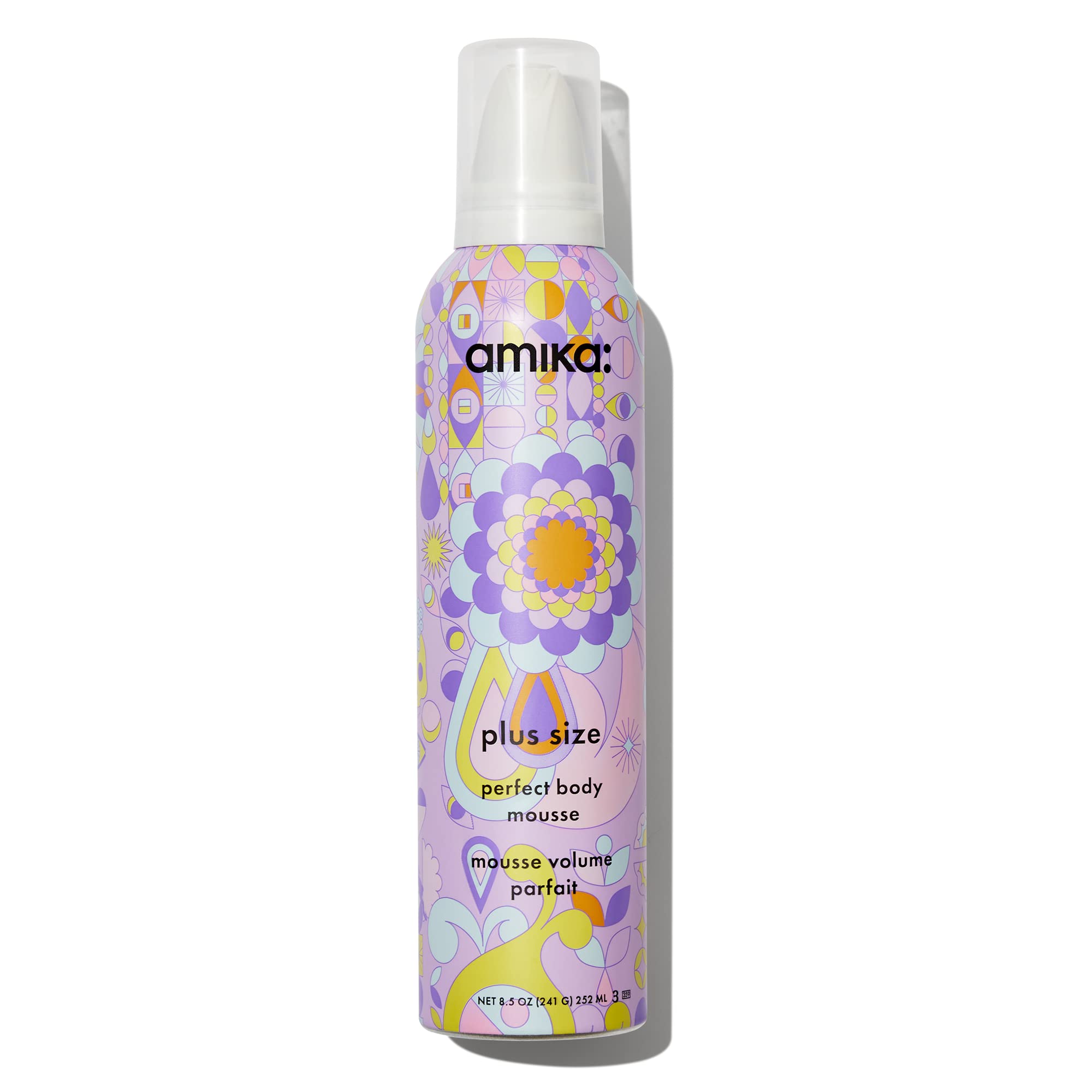 Amika mousse frontal del envase mostrando diseño y fácil aplicación