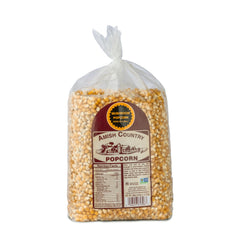 Amish Country Popcorn bolsa frontal mostrando marca y tamaño de 6 lb