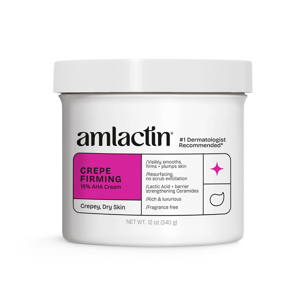 AmLactin envase frontal mostrando tamaño y diseño, reafirma visualmente