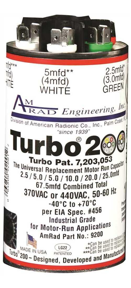 AMRAD Turbo 200 vista frontal de la lata metálica mostrando robustez y ahorro de inventario