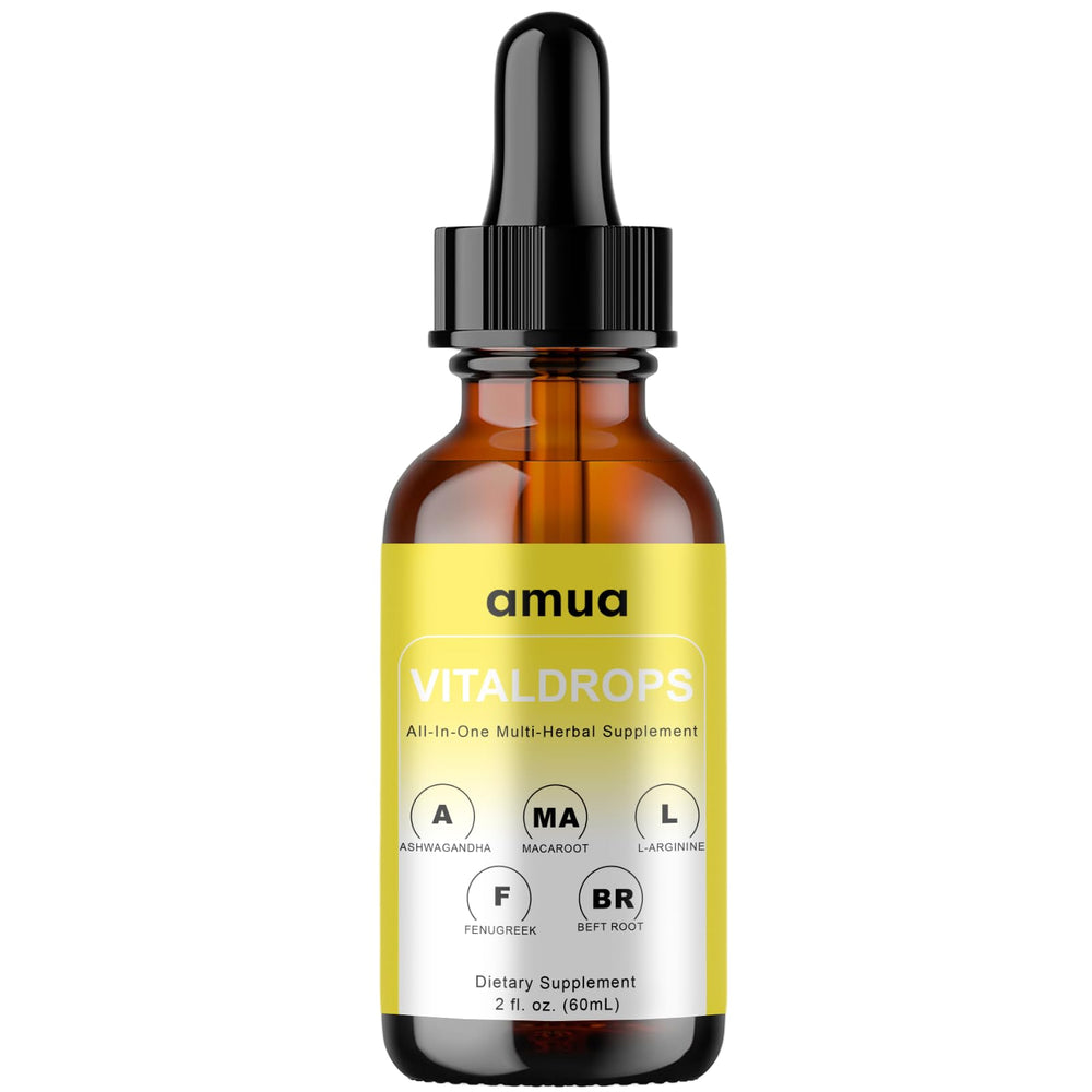 AMUA botella frontal del producto mostrando envase y tamaño, práctico para uso diario