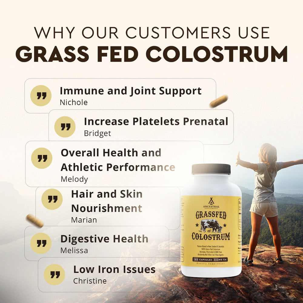 Ancestral Supplements etiqueta con lista de ingredientes y certificaciones