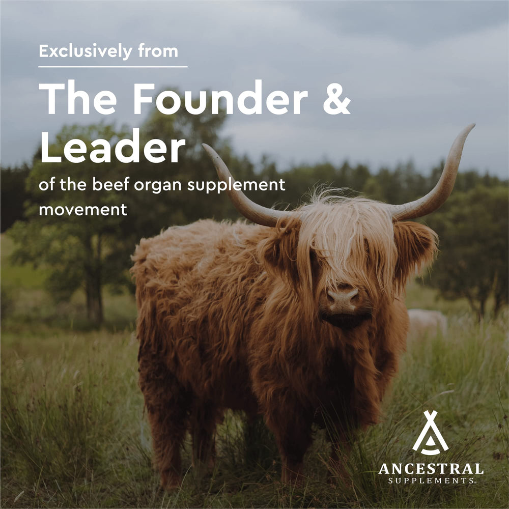 Ancestral Supplements etiqueta con lista de ingredientes y pruebas de pureza