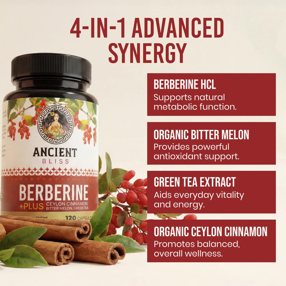 Ancient Bliss ingredientes naturales: canela de Ceilán y melón amargo como enfoque botánico