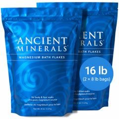Ancient Minerals frente del envase mostrando cantidad y marca, conveniente para uso frecuente