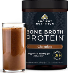 Ancient Nutrition envase frontal mostrando marca y beneficio proteico