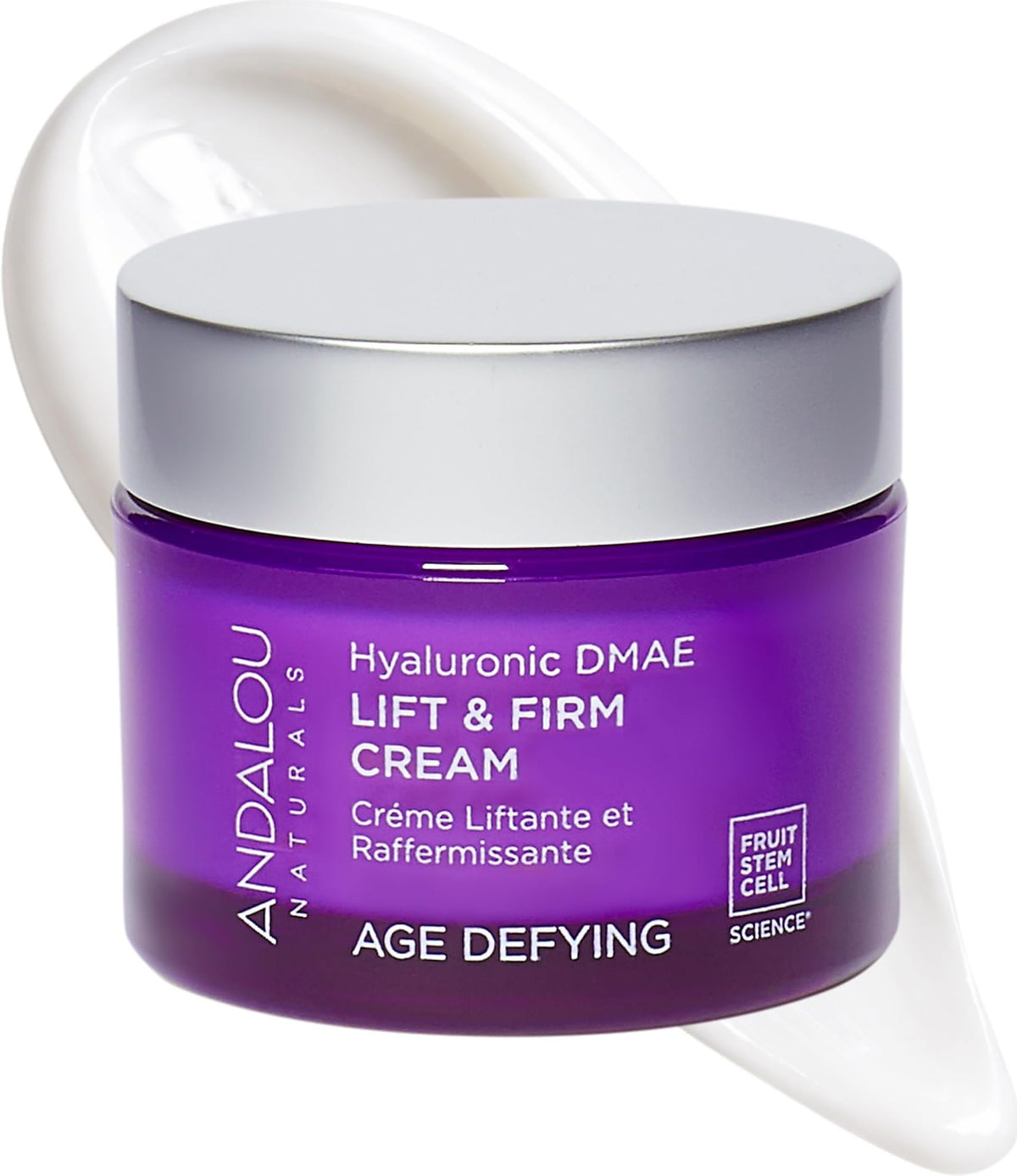Andalou Naturals crema frontal con envase y beneficio hidratante visible