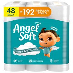 Angel Soft frente del empaque mostrando 48 rollos y ahorro