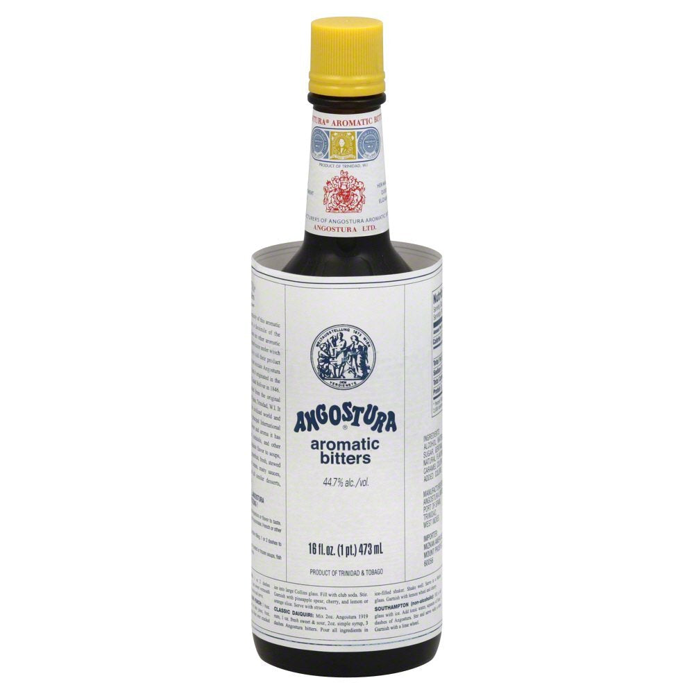 Angostura botella frontal mostrando etiqueta clásica y uso versátil