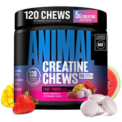 Animal envase frontal Fruit Punch mostrando tamaño y conveniencia