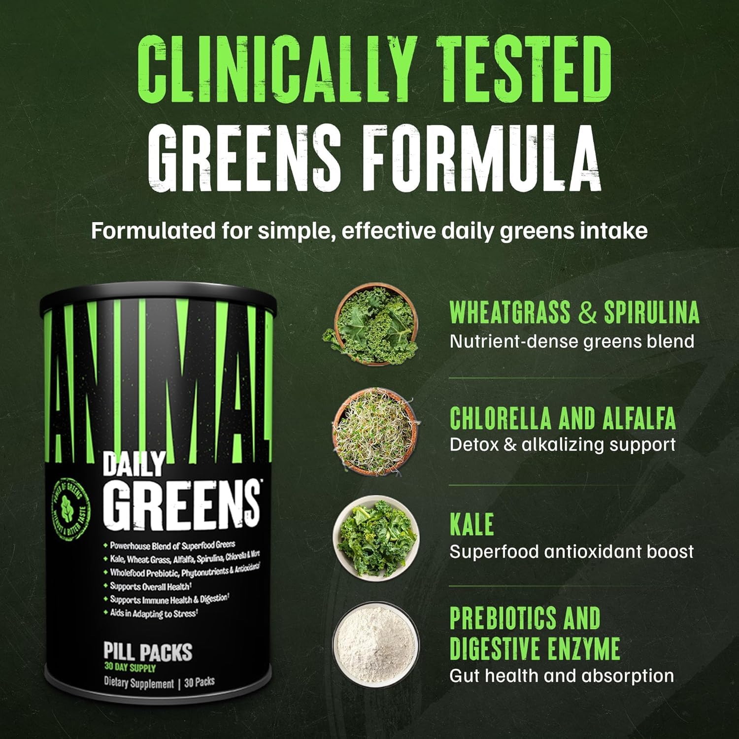 Animal Daily Greens comparación de tamaño en mano para visualizar porción diaria