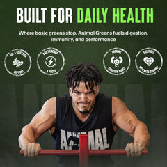 Animal Daily Greens primer plano de textura vegetal que sugiere nutrientes concentrados