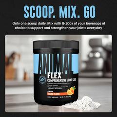 Animal Flex close-up de la etiqueta con lista de ingredientes clave, demostrando transparencia y calidad