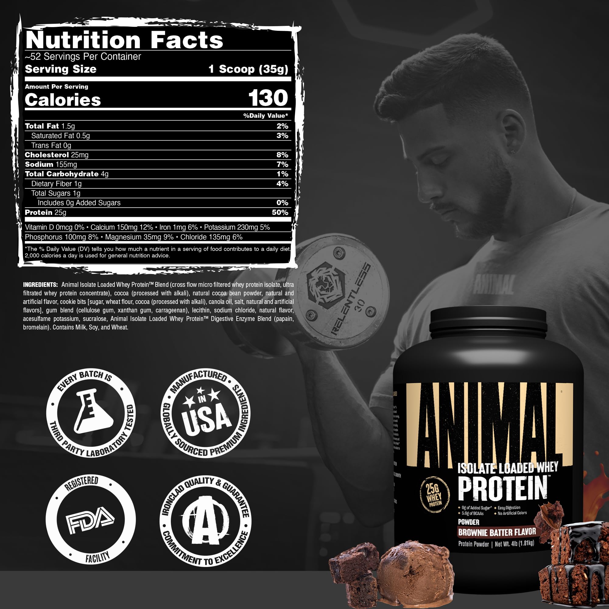 Animal Whey en uso por atleta en gimnasio para recuperación efectiva
