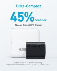Anker 33W detalle del acabado y materiales, resistencia y diseño compacto