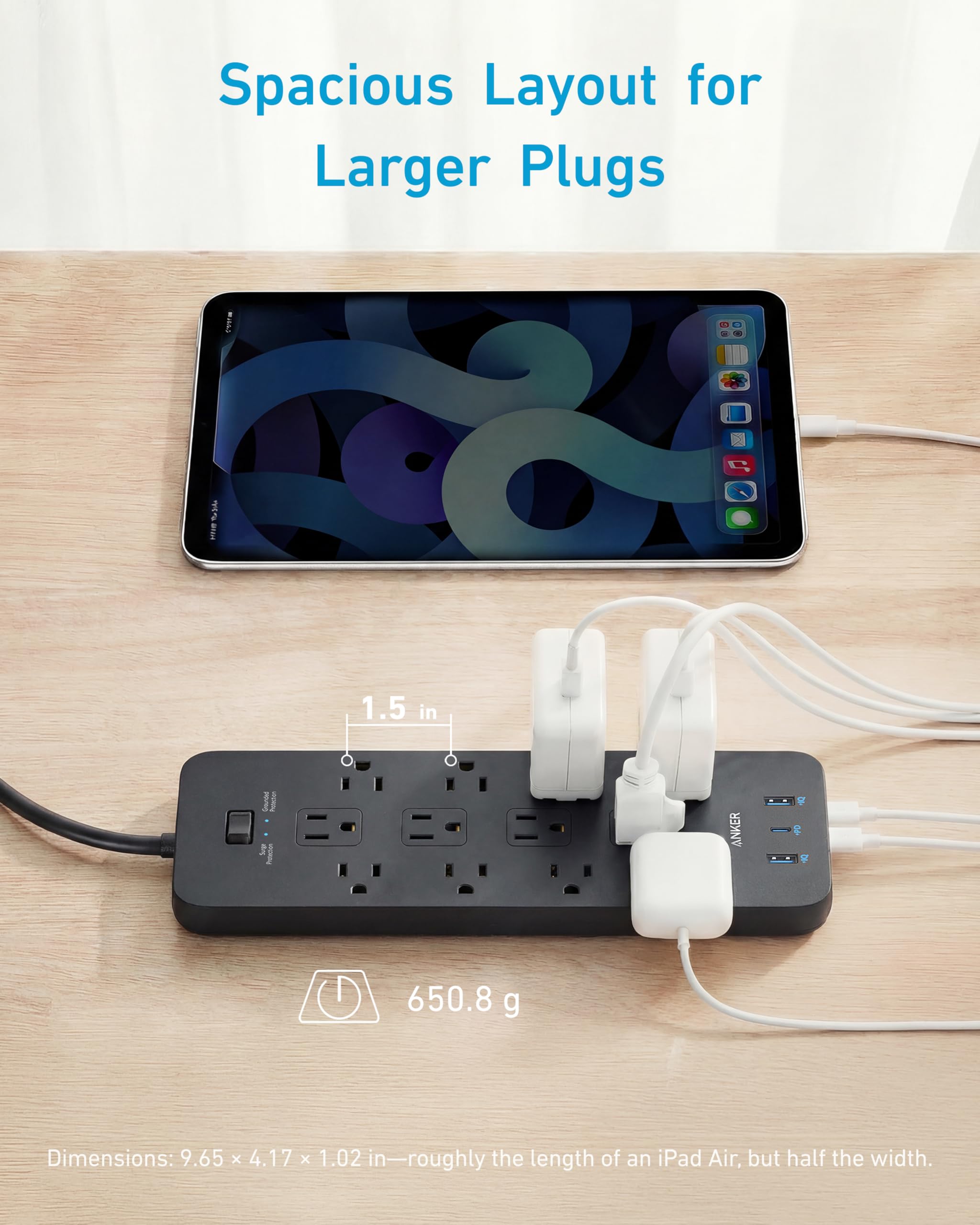 Anker 351 en uso sobre un escritorio para ordenar dispositivos y cables