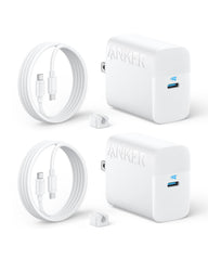 Anker cargador 45W frente y empaque mostrando doble unidad y accesorios