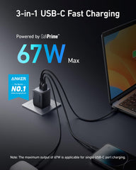 Anker puertos USB-C y USB-A en primer plano para carga múltiple rápida