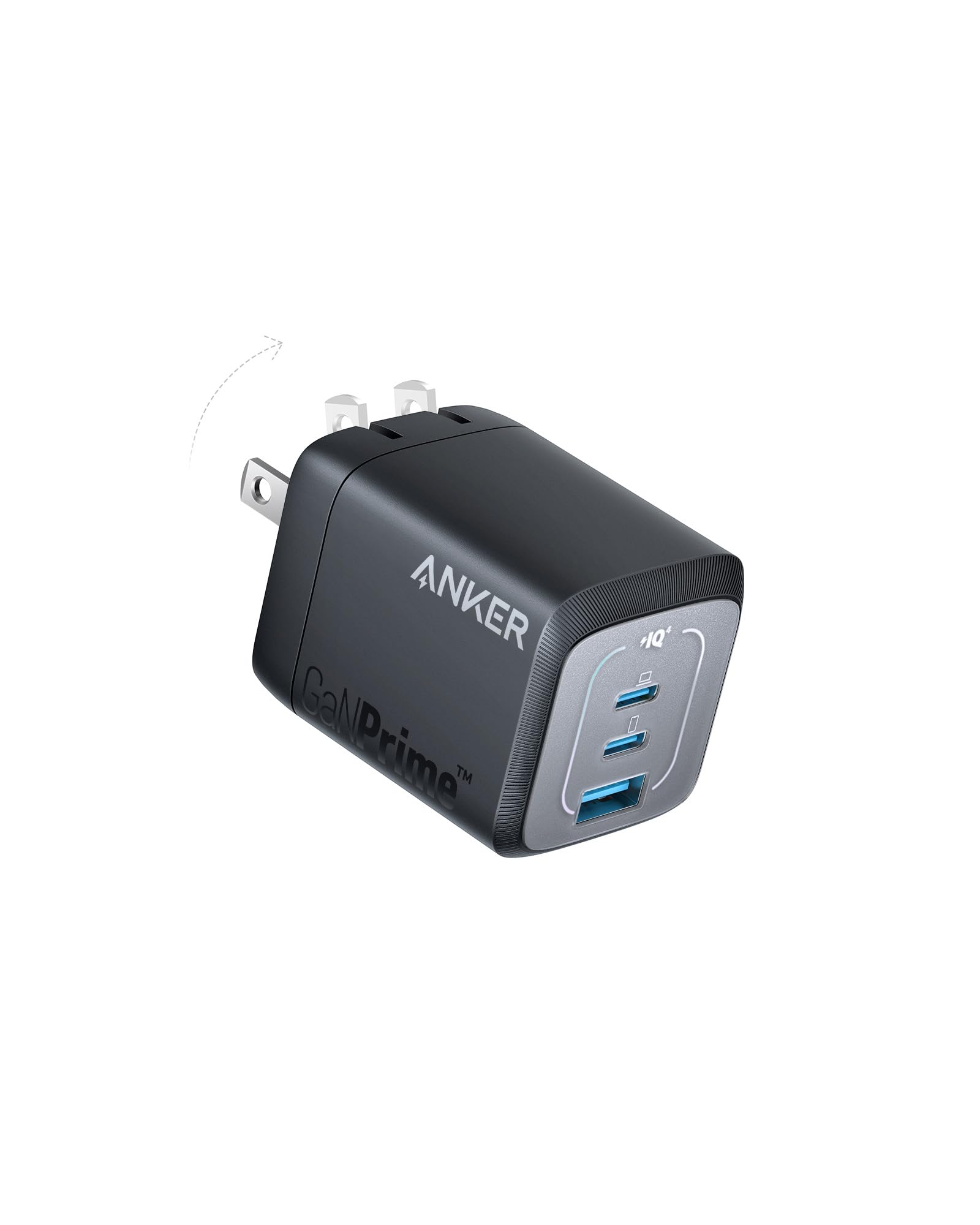 Anker cargador 67W frontal mostrando diseño compacto y portabilidad