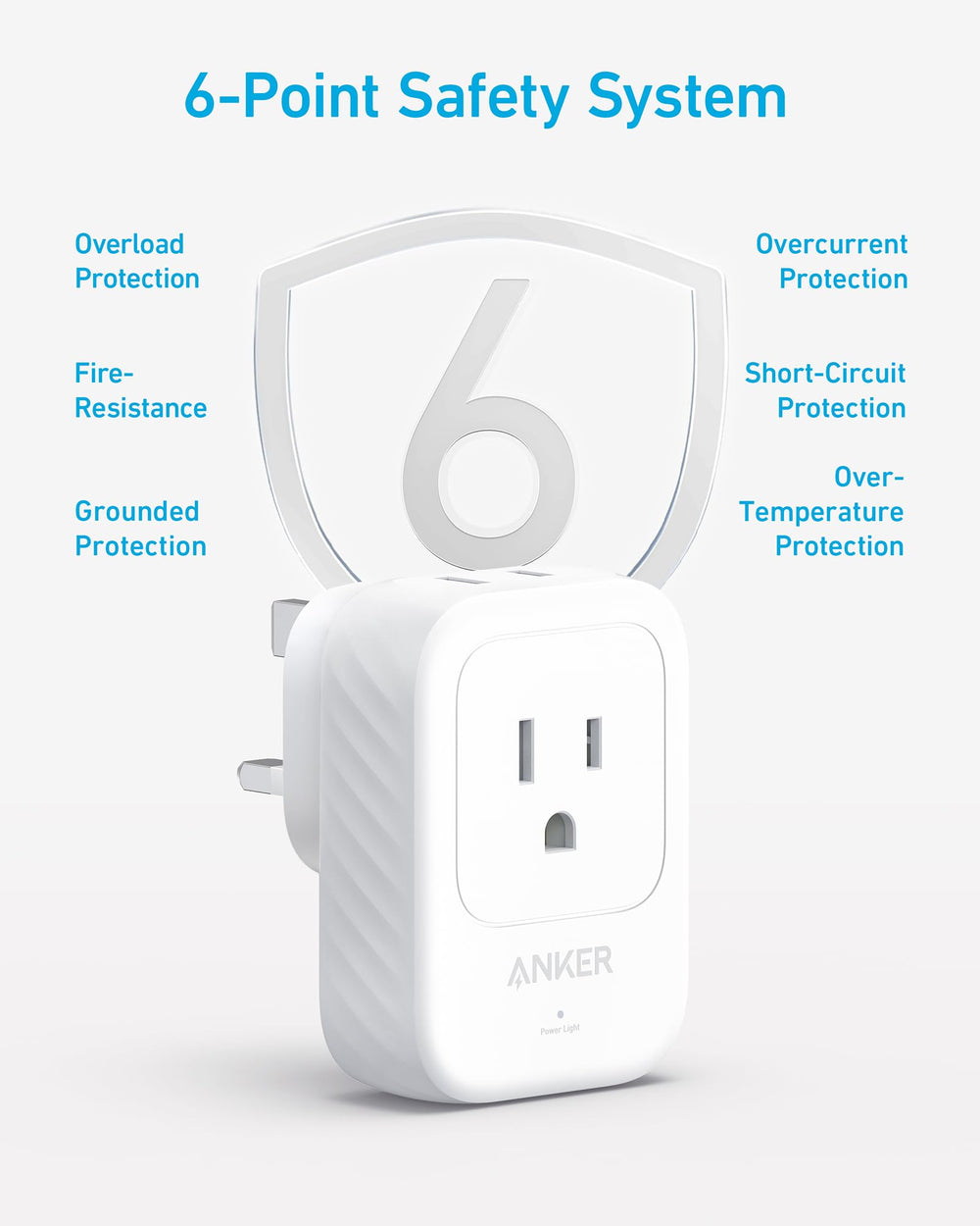 Comparación de tamaño del adaptador Anker junto a un teléfono para visualización de escala portátil