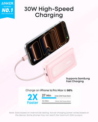 Anker detalle del cable USB-C integrado resistente y duradero para viajes