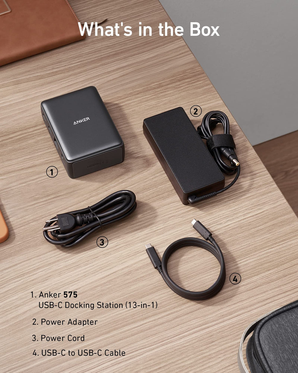 Anker docking station conectada a un portátil para estación de trabajo completa