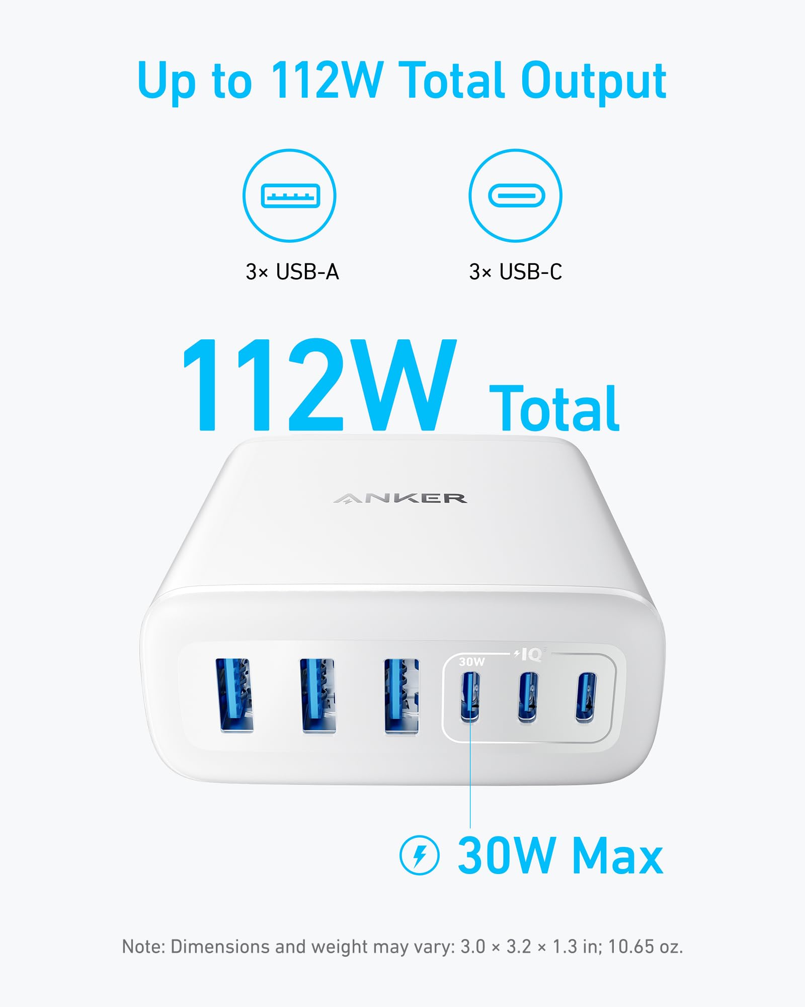 Anker en uso sobre escritorio cargando laptop y smartphone eficientemente