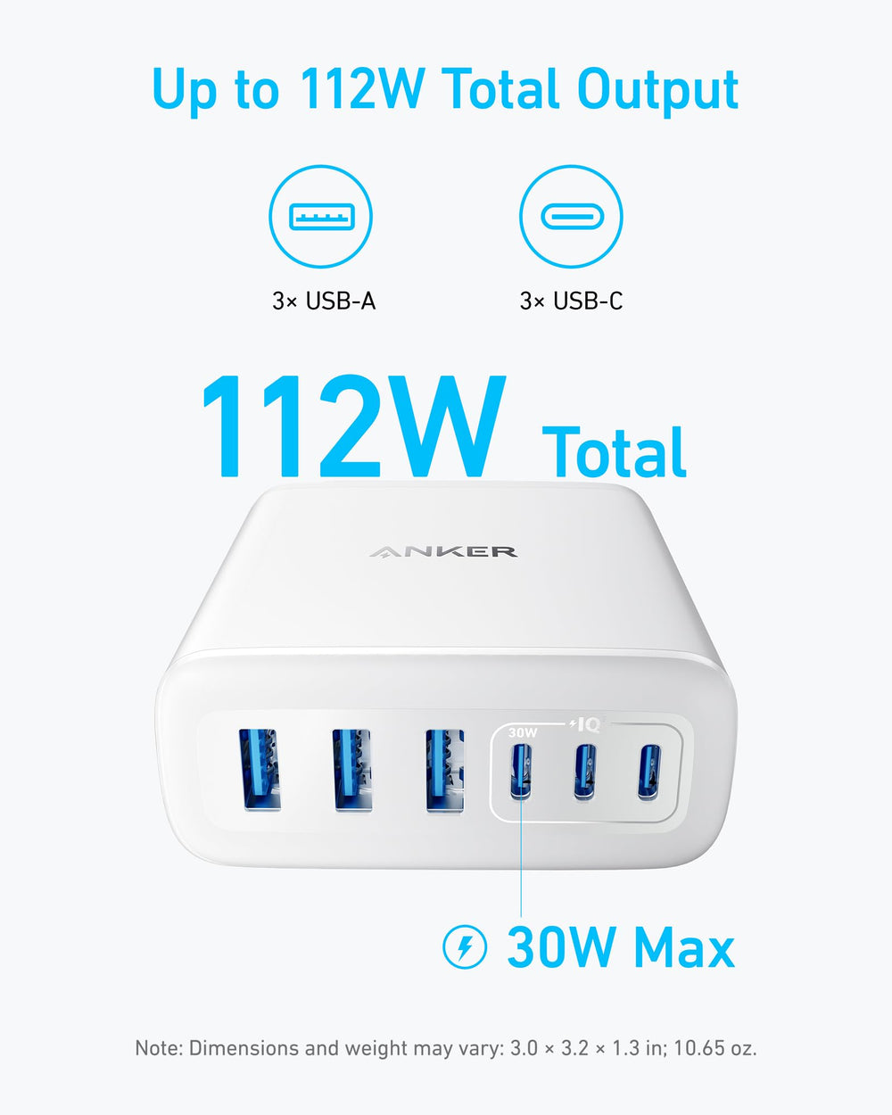 Anker en uso sobre escritorio cargando laptop y smartphone eficientemente
