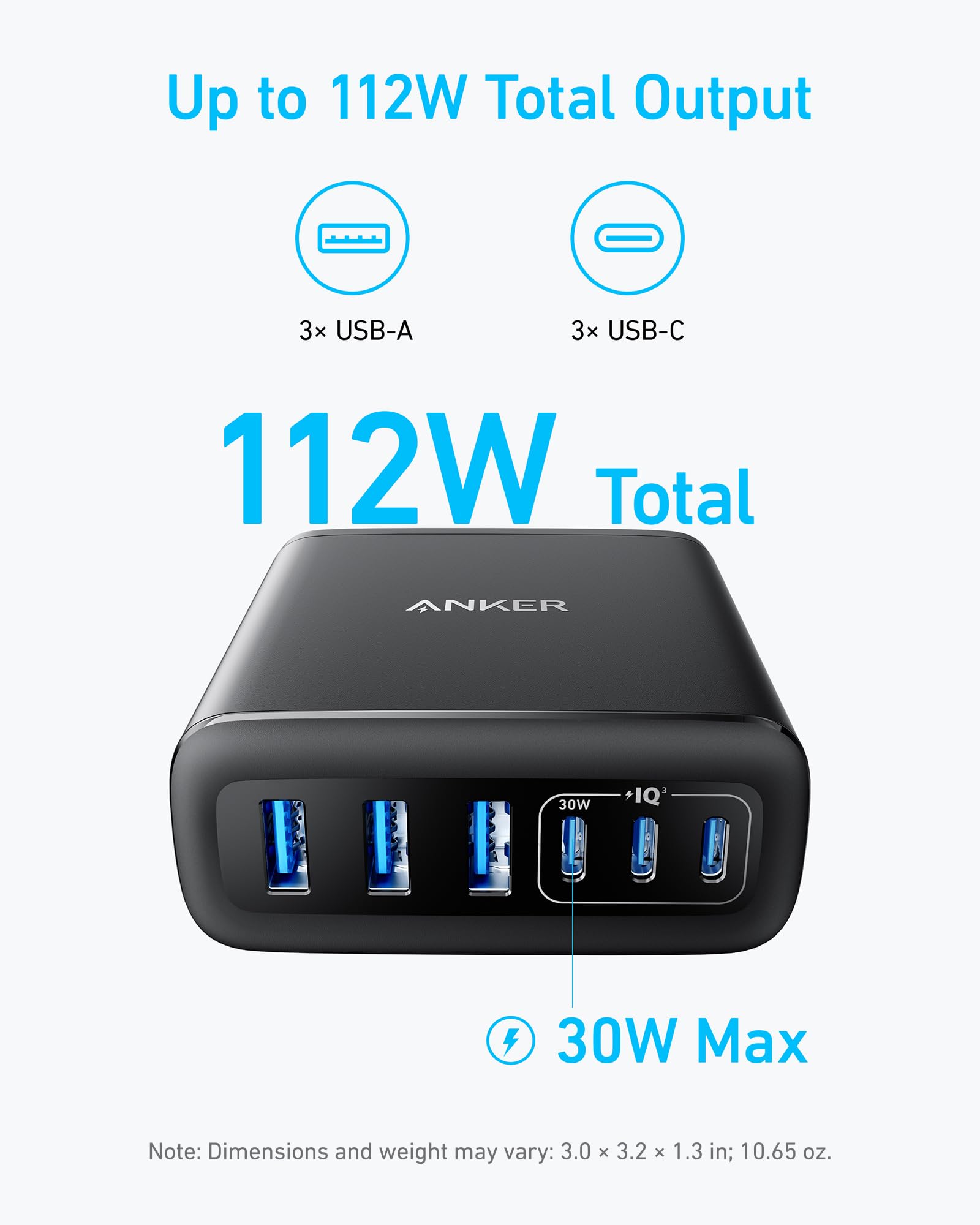 Anker en uso sobre escritorio cargando laptop y smartphone para mayor productividad