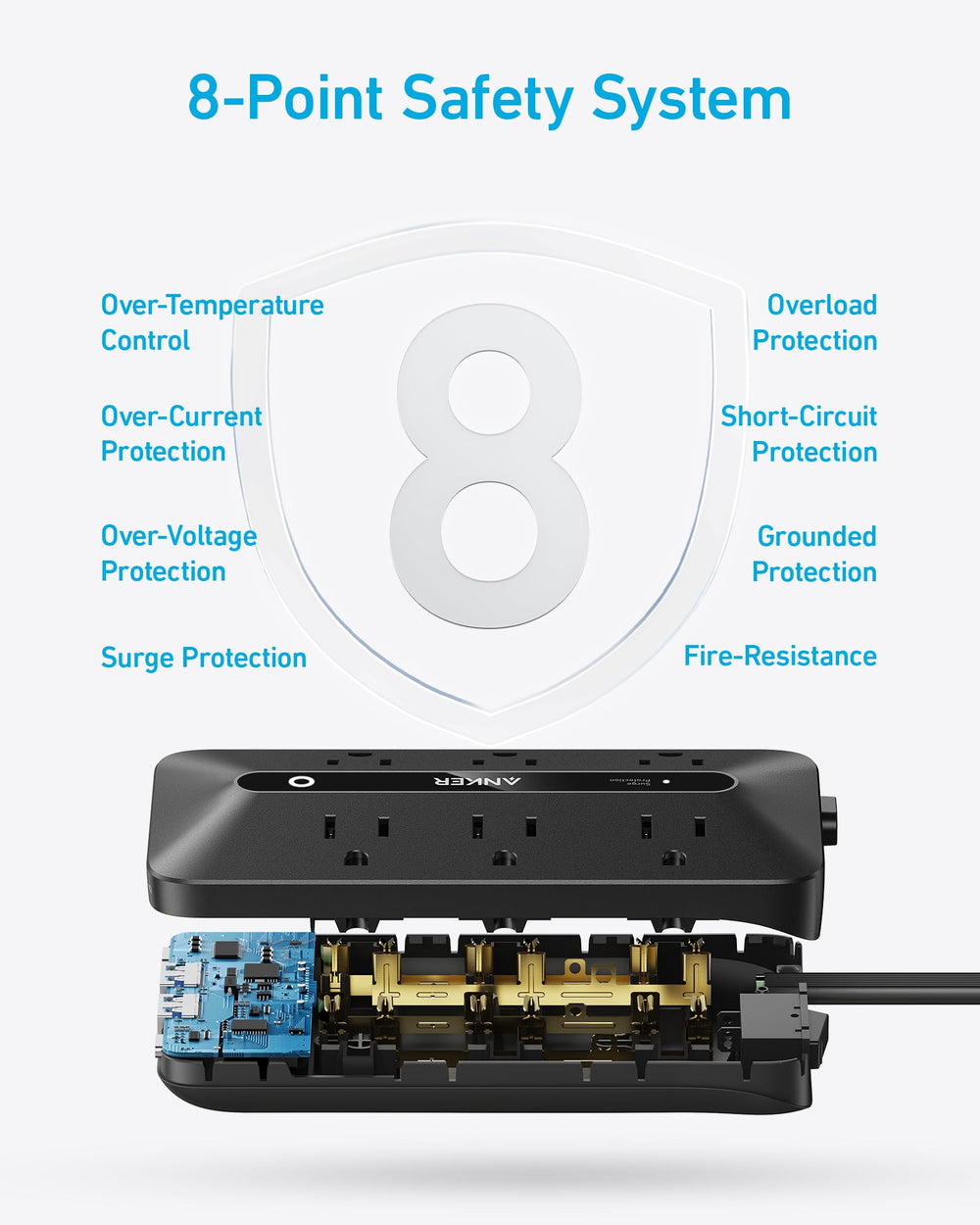 Anker etiqueta con información de garantía y protección de equipos