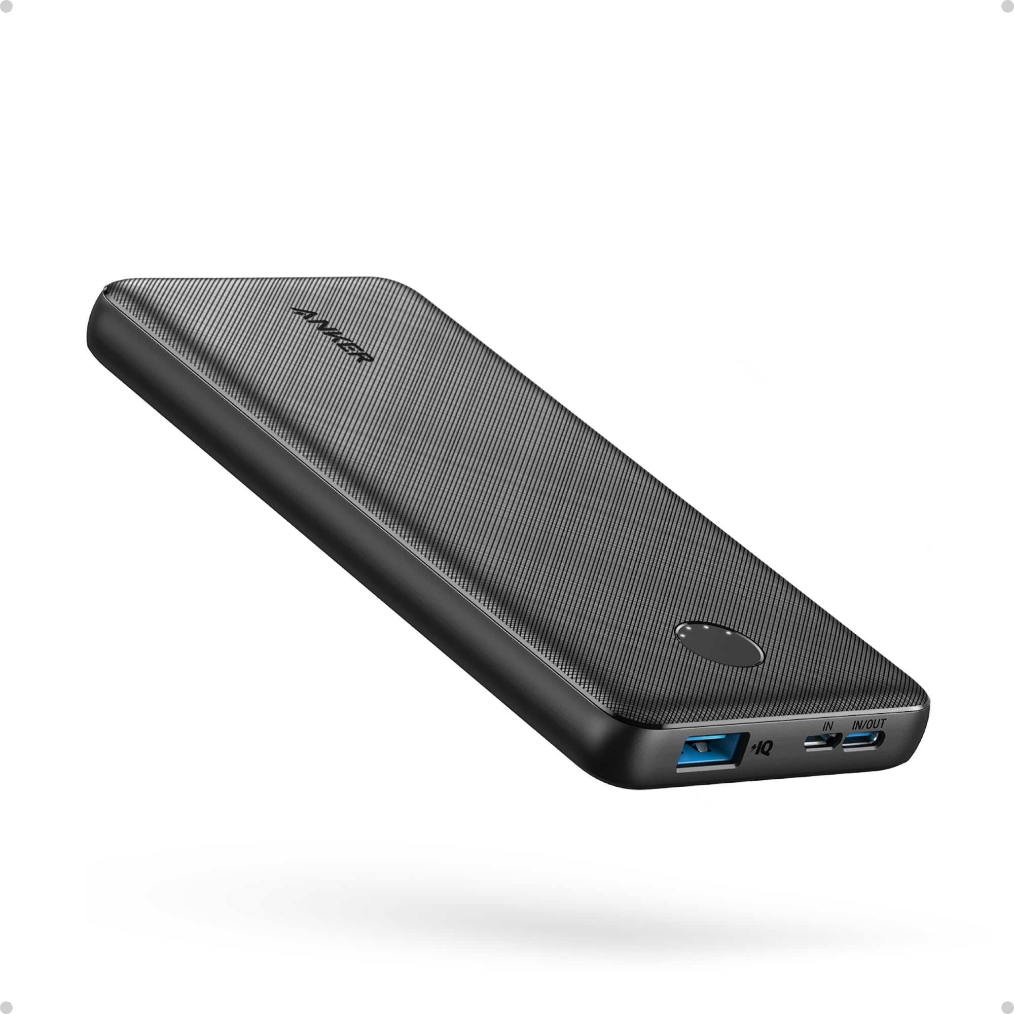 Anker frontal del power bank mostrando diseño compacto y fácil transporte