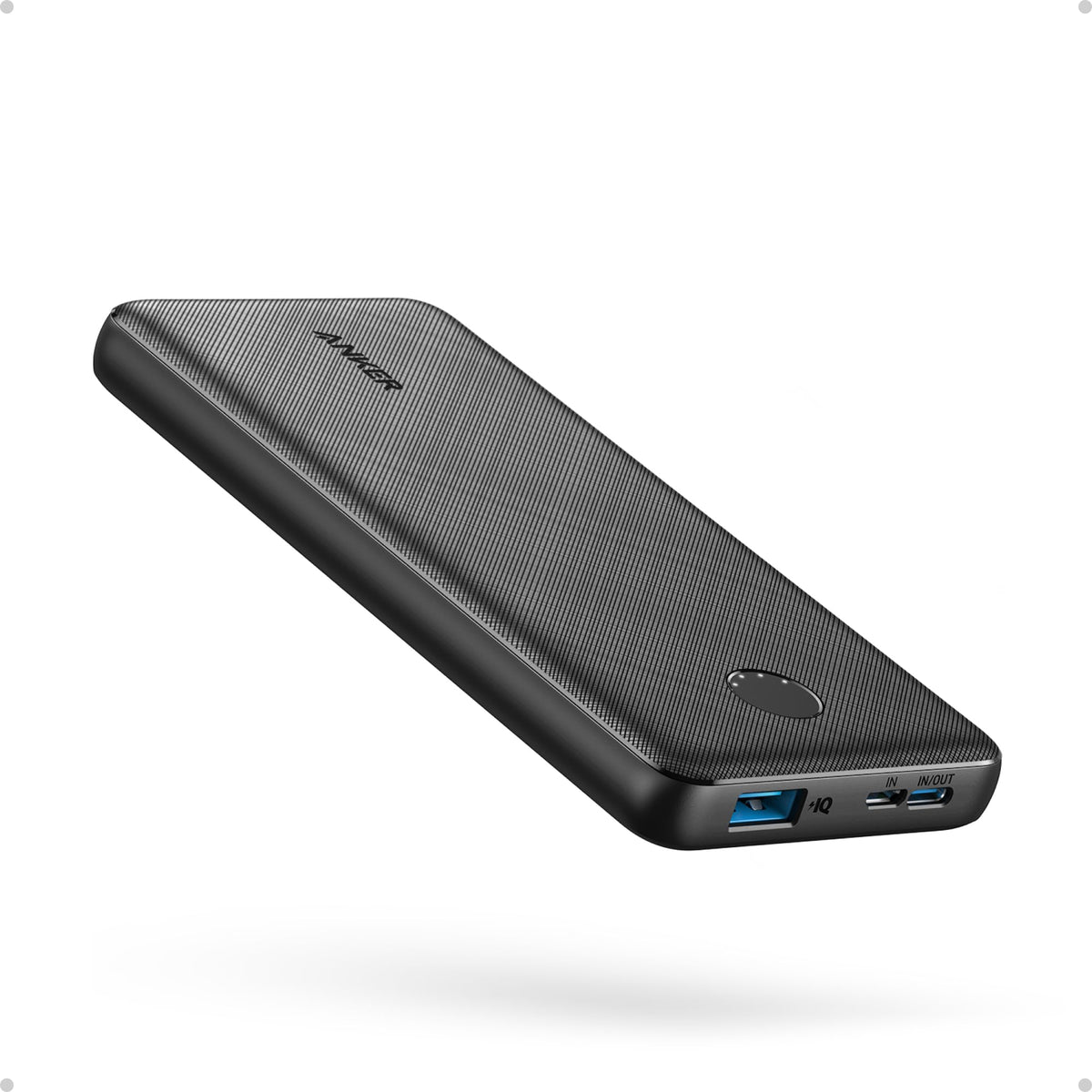 Anker frontal del power bank mostrando diseño compacto y fácil transporte