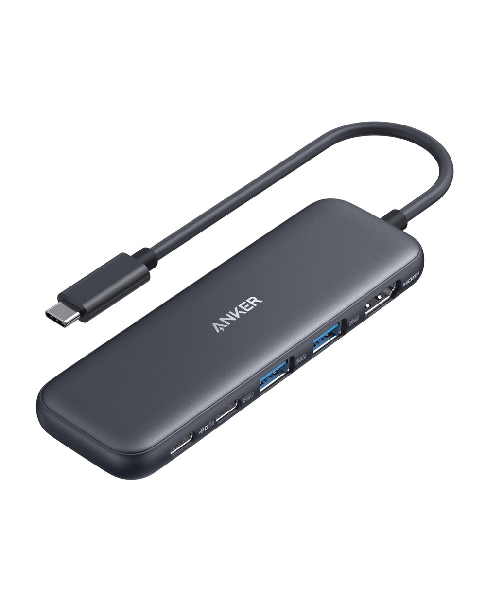 Anker hub en escritorio con periféricos demostrando entorno de productividad