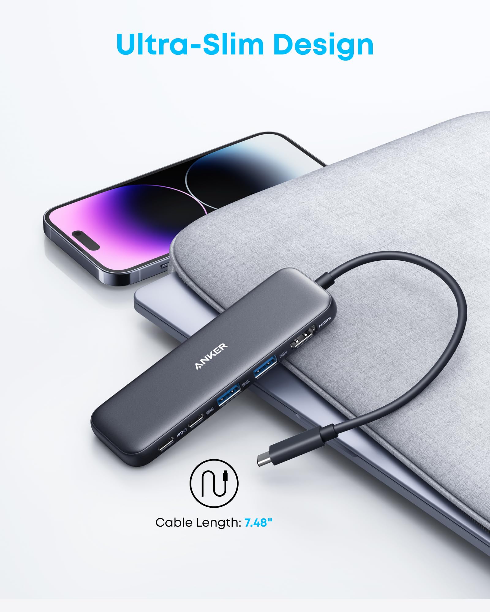 Anker acabado y textura del hub resaltando durabilidad y diseño elegante