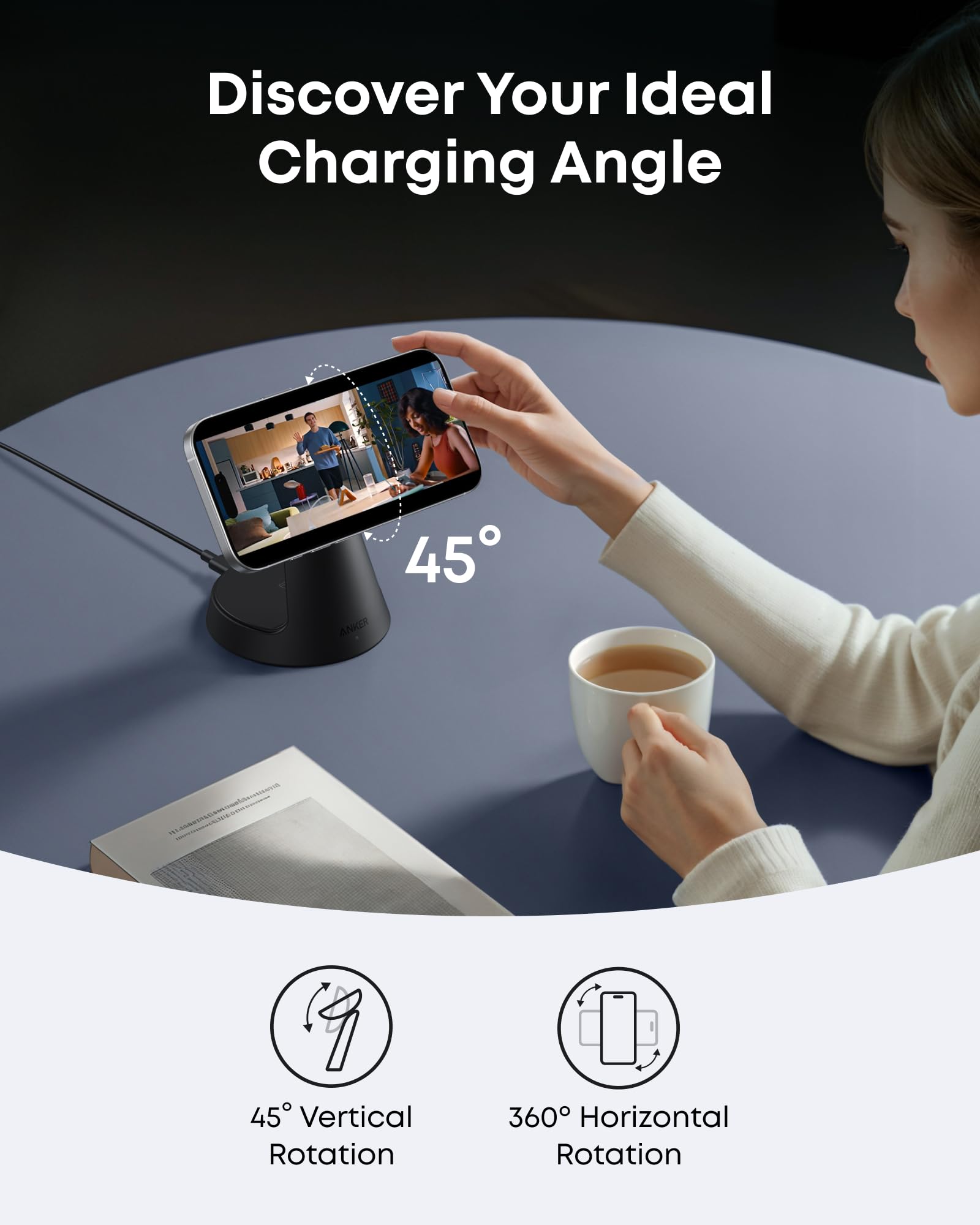 Anker MagGo caja abierta con adaptador y cable listos para uso