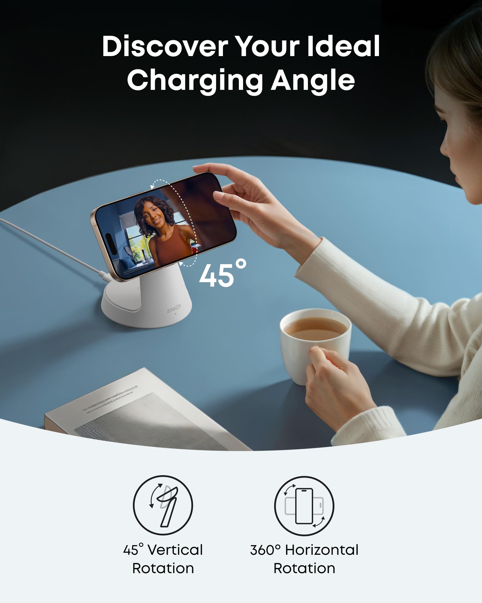 Anker MagGo caja abierta con adaptador 40W y cable incluidos
