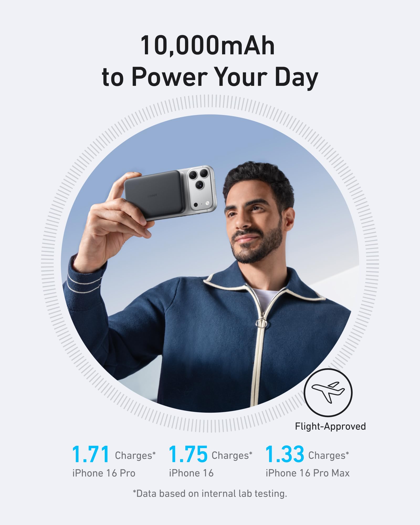 Anker MagGo junto a un bolso pequeño para mostrar tamaño y portabilidad